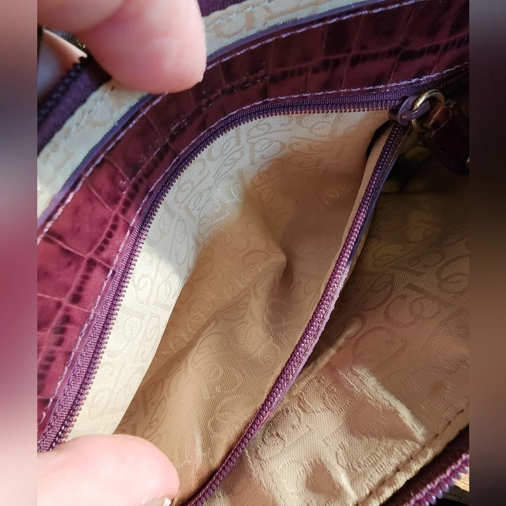 Charles David Purple Leather with Gold hardware Purse - Animal Embossed Print
